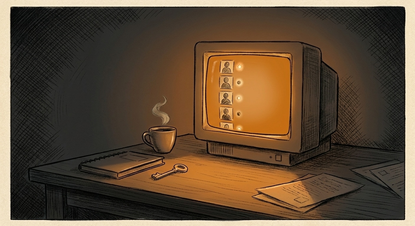 A single glowing terminal screen in a dark workspace, with named AI agent identities visible in the interface, representing the shift from anonymous chatbots to named digital assistants